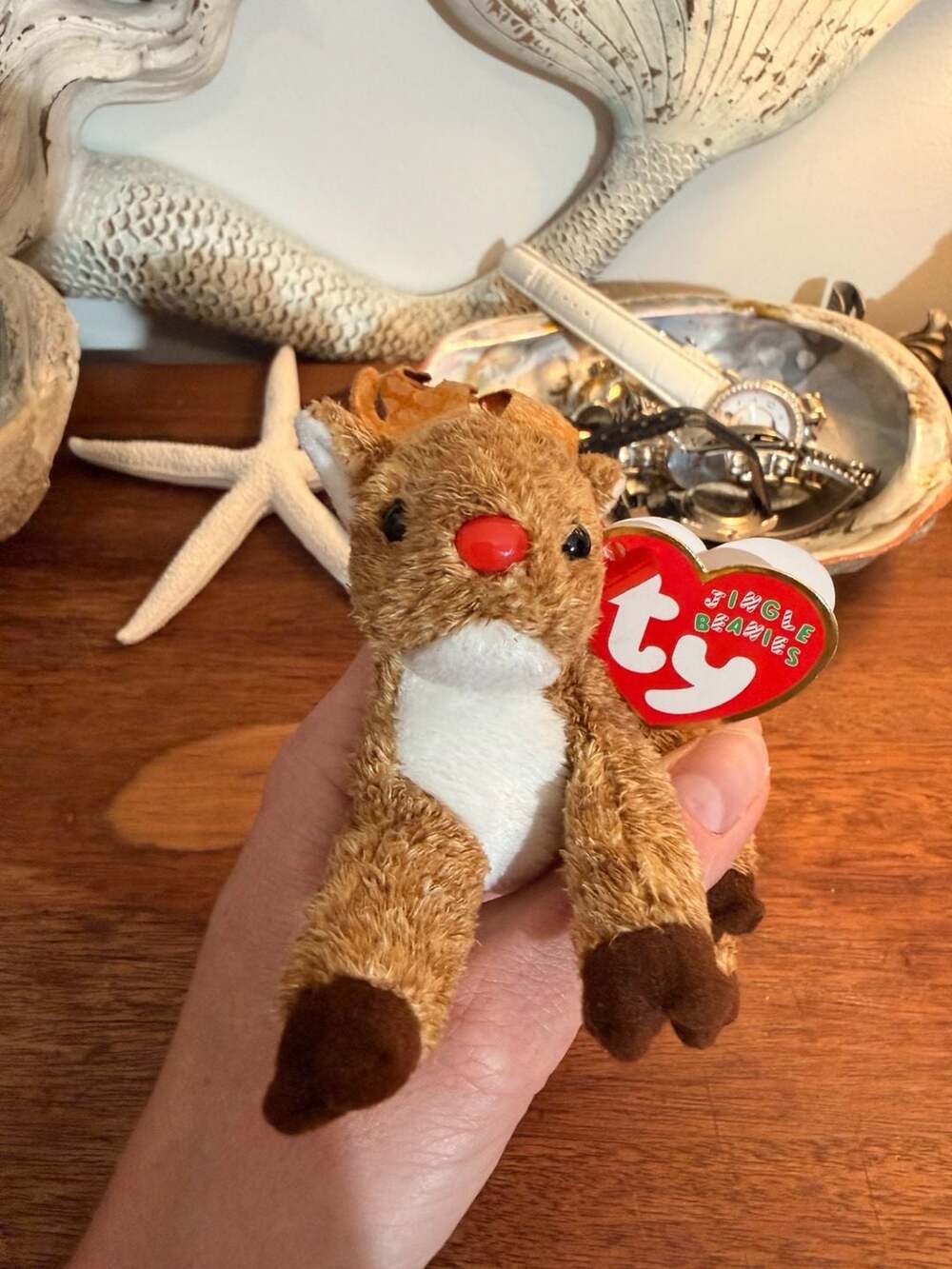 Ty Jingle Beanies Roxie The Reindeer Christmas Ornament Plush